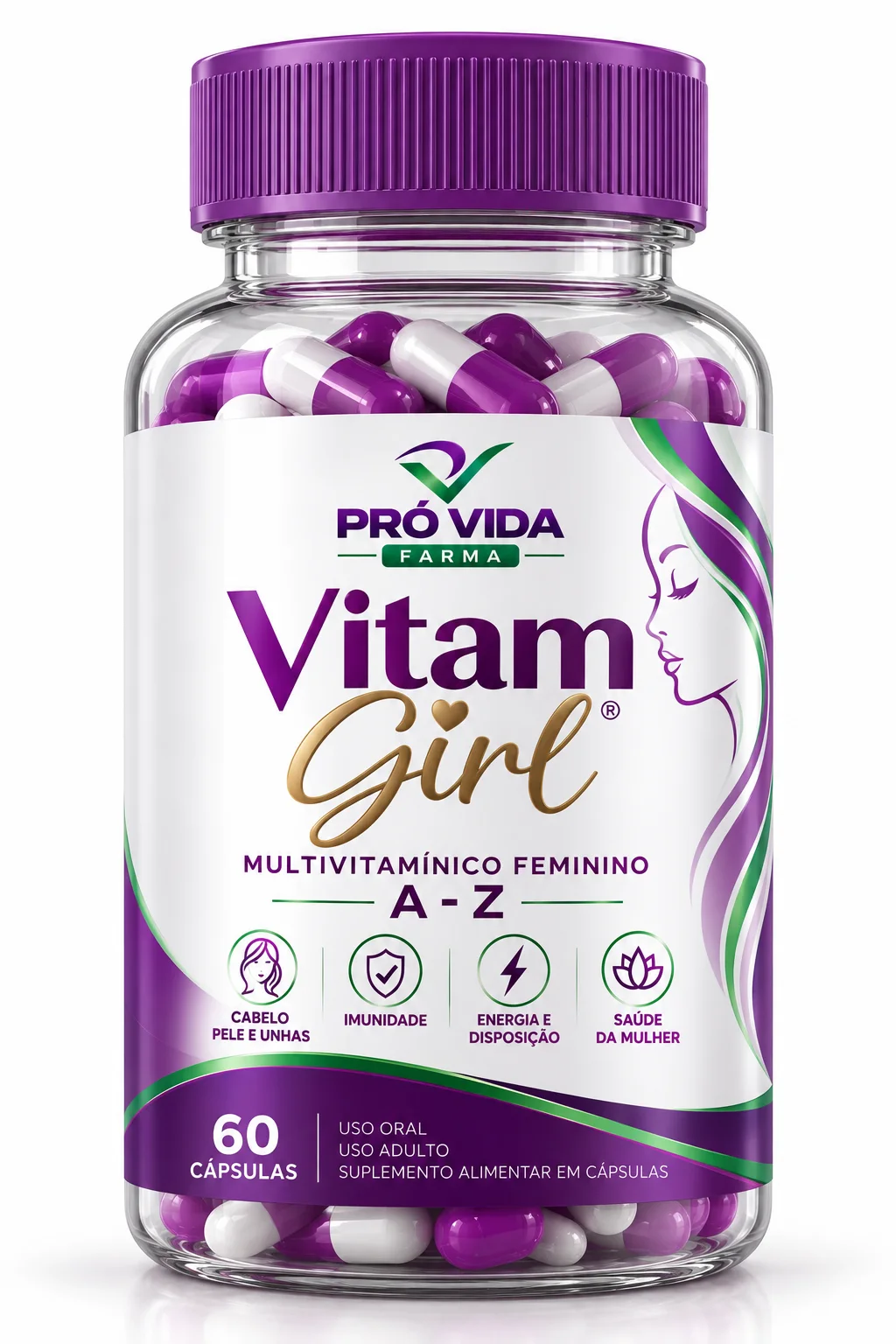 Vitam Girl® A–Z — Multivitamínico Feminino - 60 Cápsulas - Pró Vida Farma