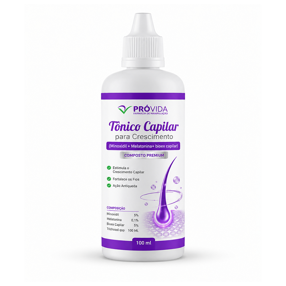 Tônico Capilar para Crescimento Composto Premium com Minoxidil 5% - 100ml - Pró Vida Farma
